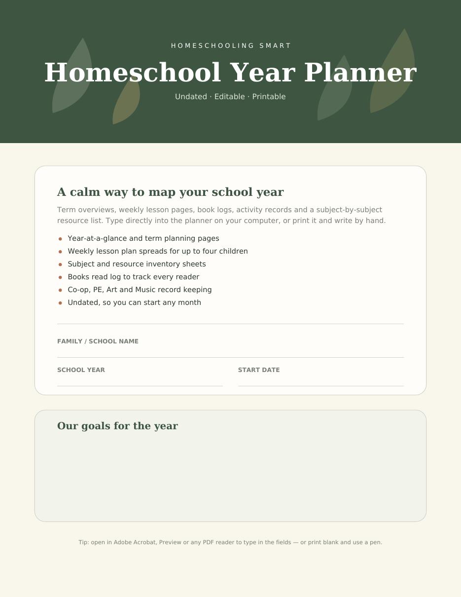 Cover of Homeschool Year Planner